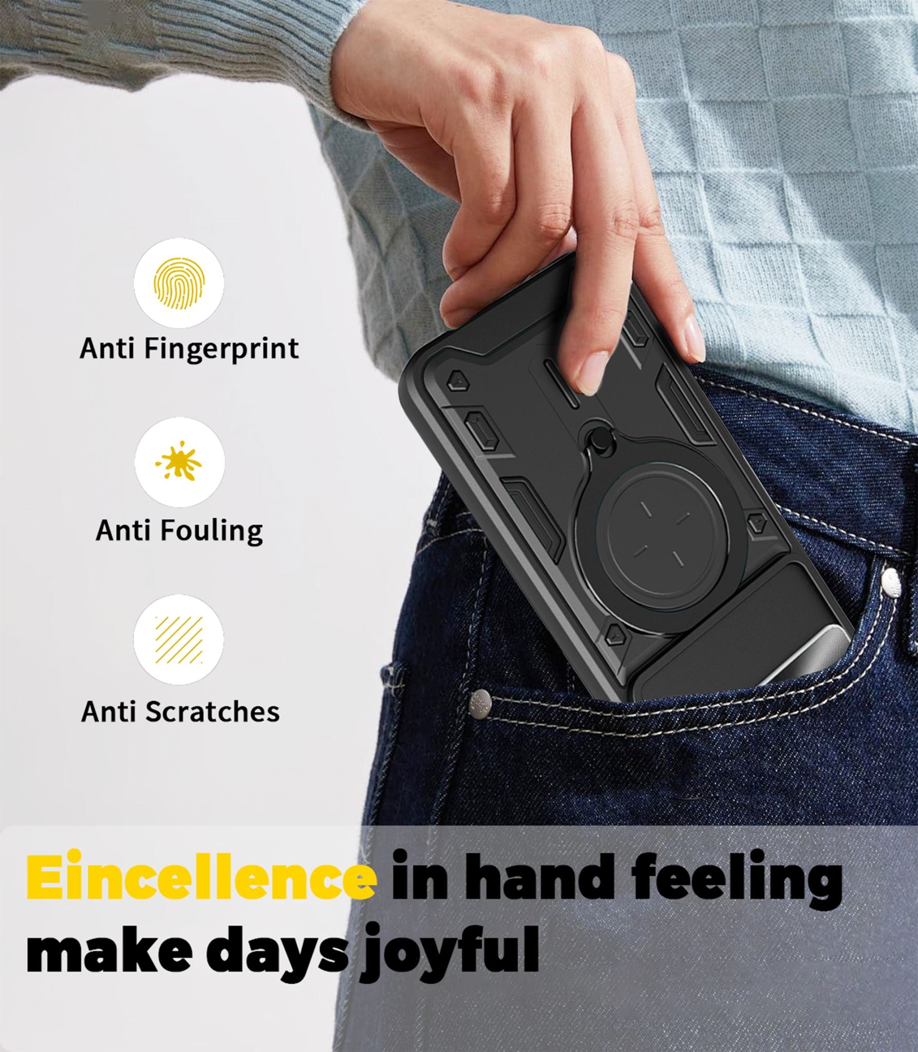 Google Pixel 10a Ring Kickstand Case w/ Camera Cover [Black]