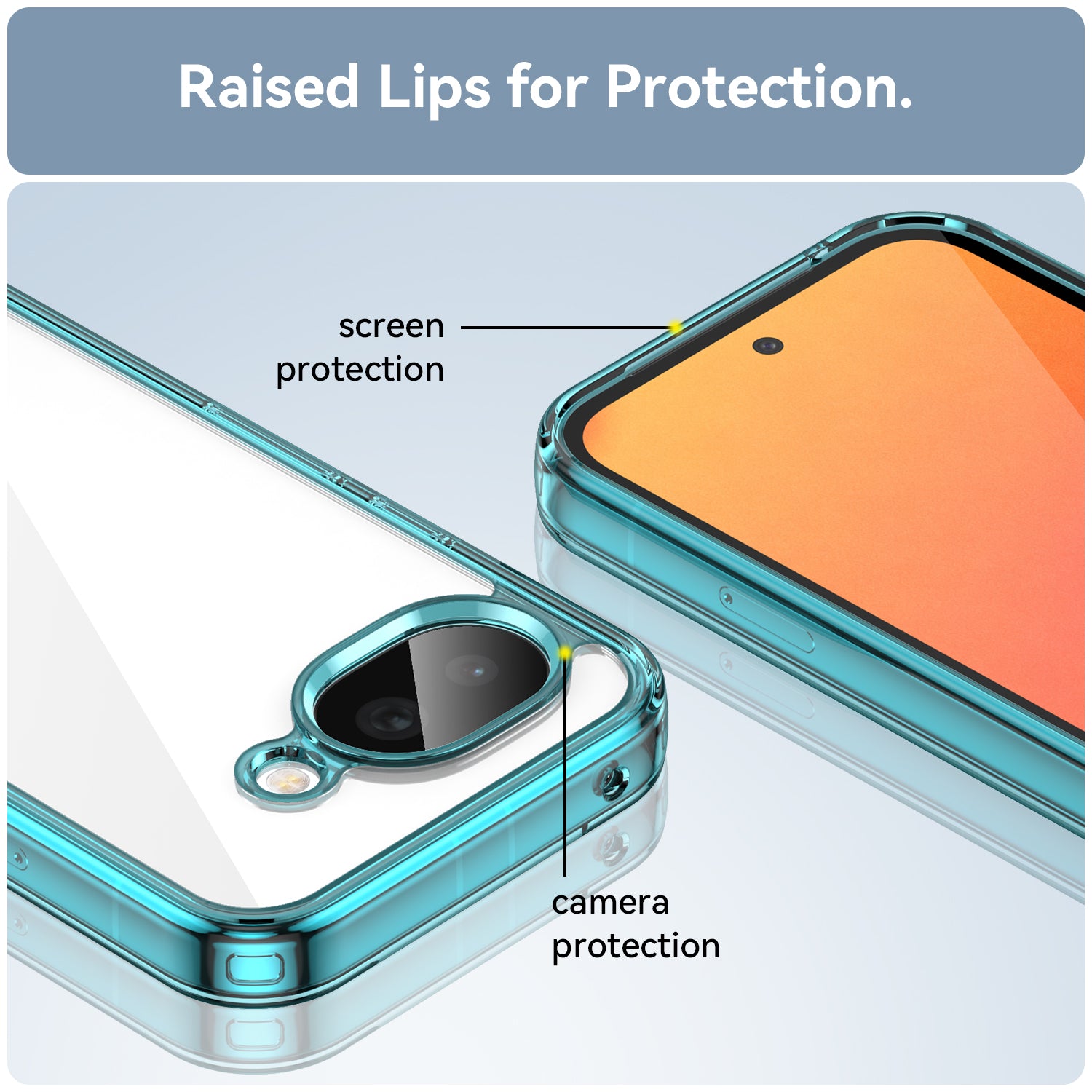 Google Pixel 10a Soft TPU Bumper Shockproof Cover Case [Clear Blue]