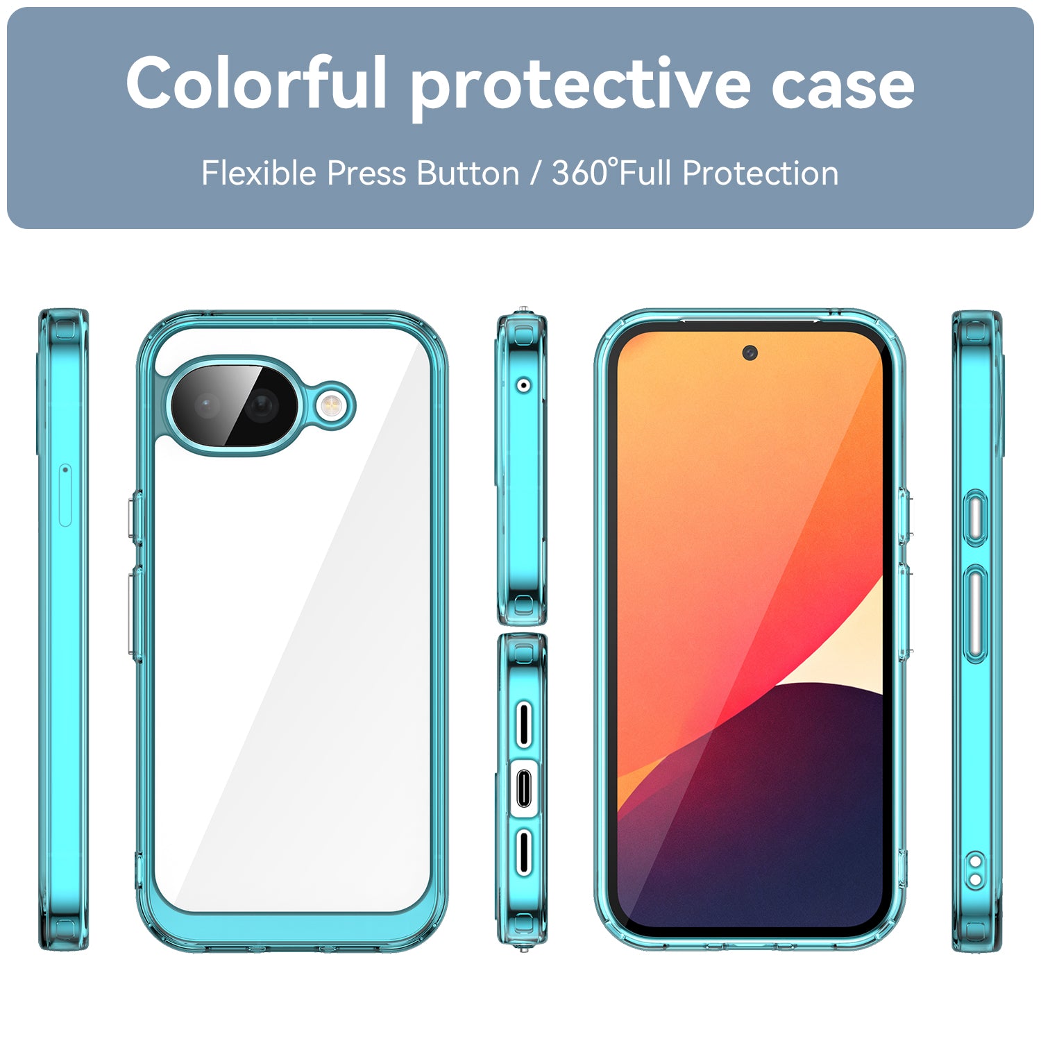 Google Pixel 10a Soft TPU Bumper Shockproof Cover Case [Clear Blue]