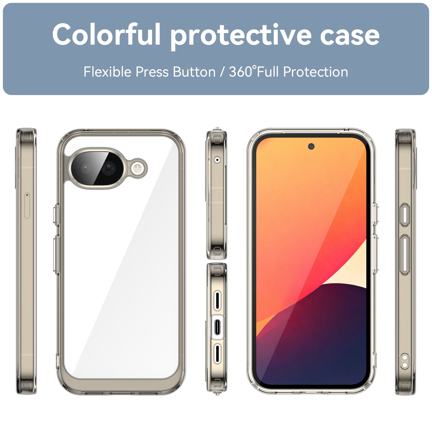 Google Pixel 10a Soft TPU Bumper Shockproof Cover Case [Clear Grey]