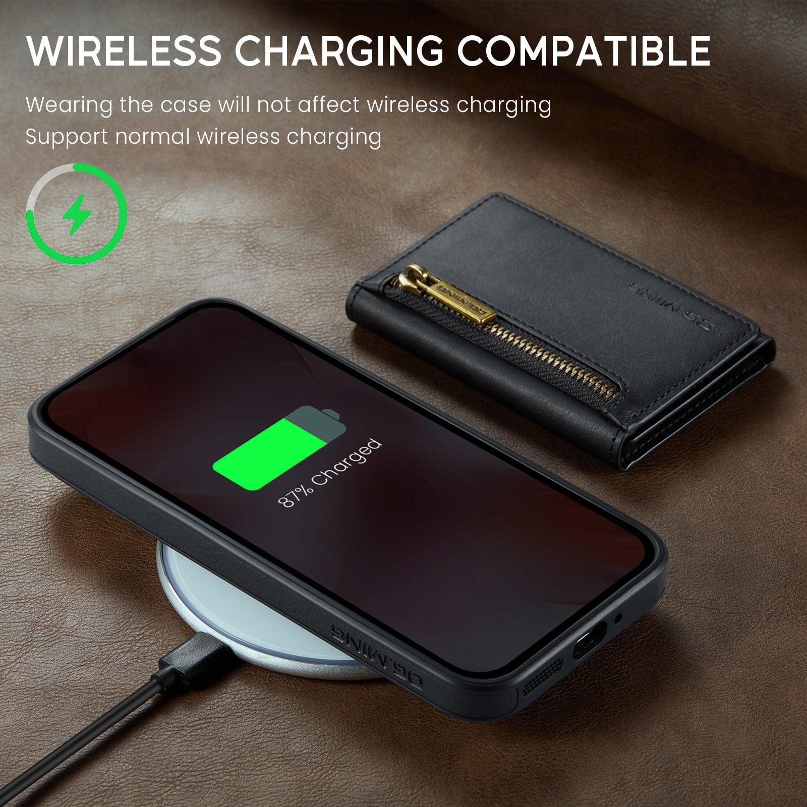 DG.MING Magnetic Wallet Case with Zipper Pocket for Pixel 10 [Black]