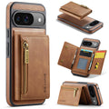 DG.MING Detachable Magnetic Wallet Case with Zipper Pocket for Pixel 10 Pro [Brown] - Brown