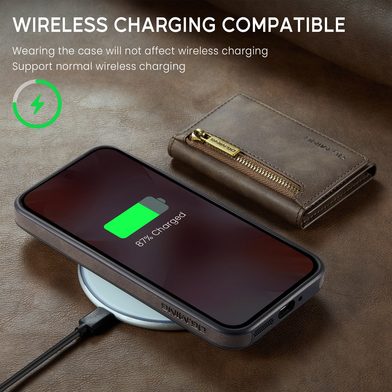 DG.MING Detachable Magnetic Wallet Case with Zipper Pocket for Pixel 10 [Coffee]