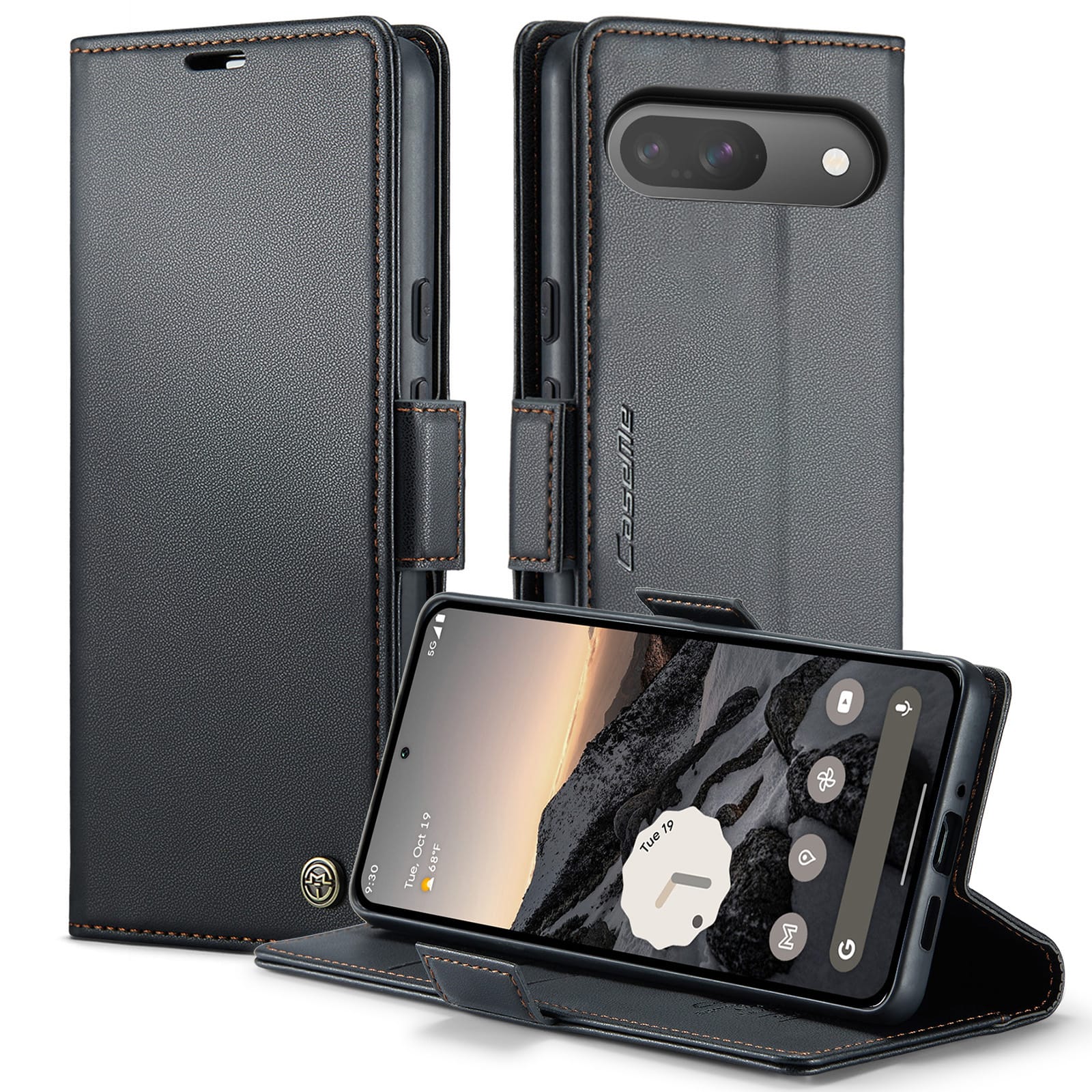 Google Pixel 10 CaseMe Retro Wallet Case [Black]