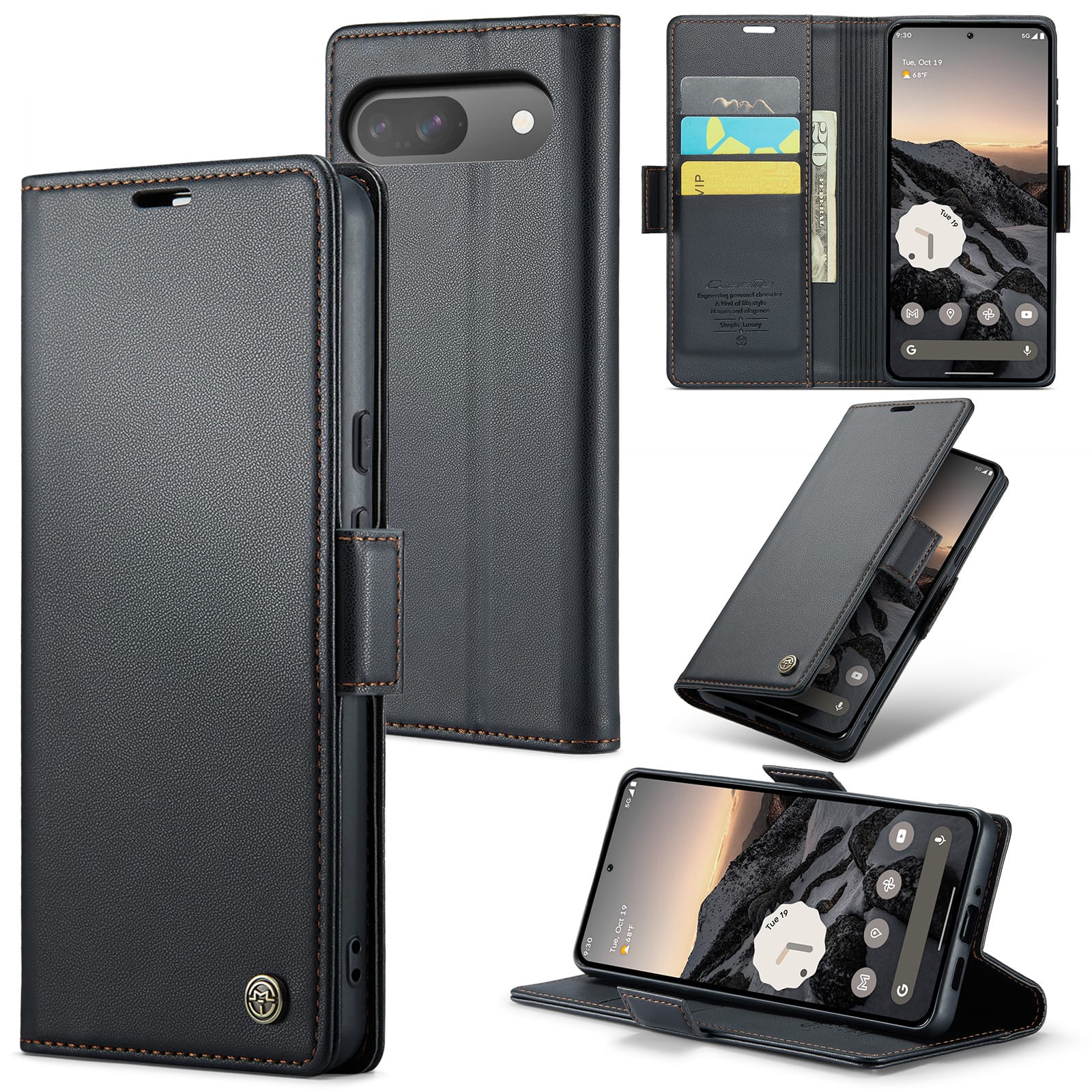 Google Pixel 10 Pro CaseMe Retro Wallet Case [Black]