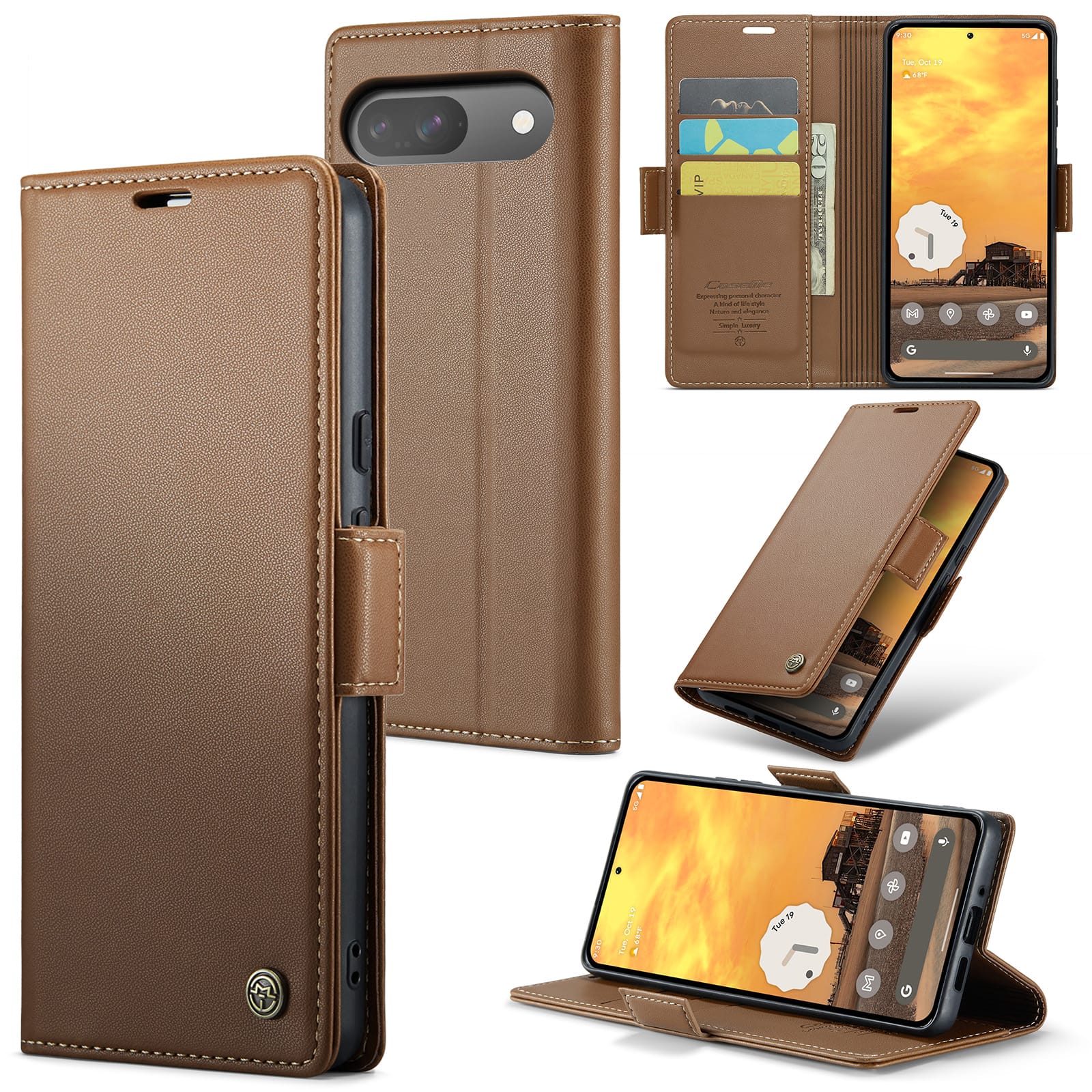 Google Pixel 10 Pro CaseMe Retro Wallet Case [Brown]