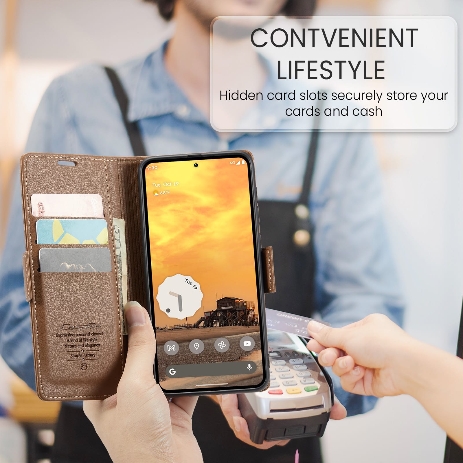 Google Pixel 10 CaseMe Retro Wallet Case [Brown]