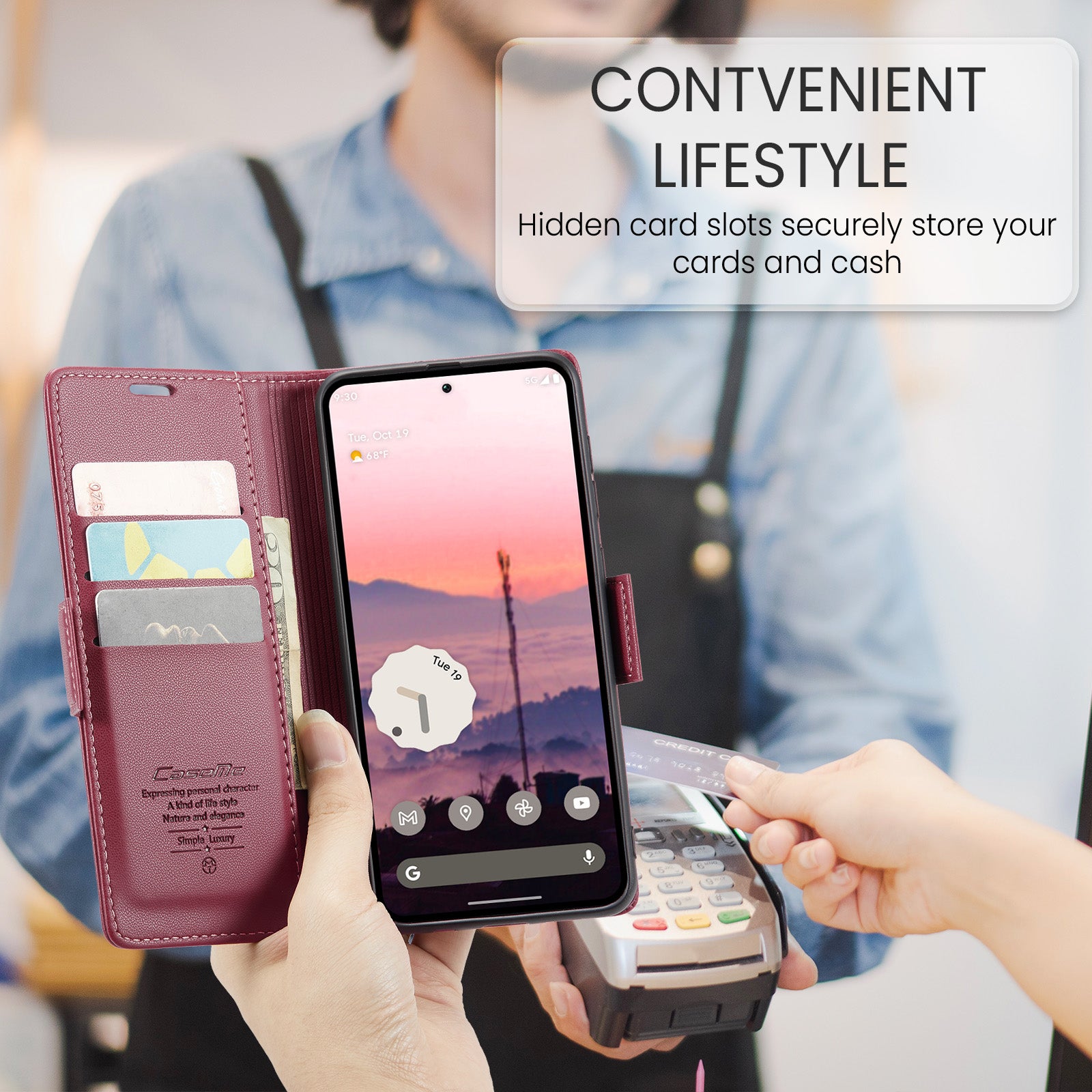 Google Pixel 10 CaseMe Retro Wallet Case [Maroon]