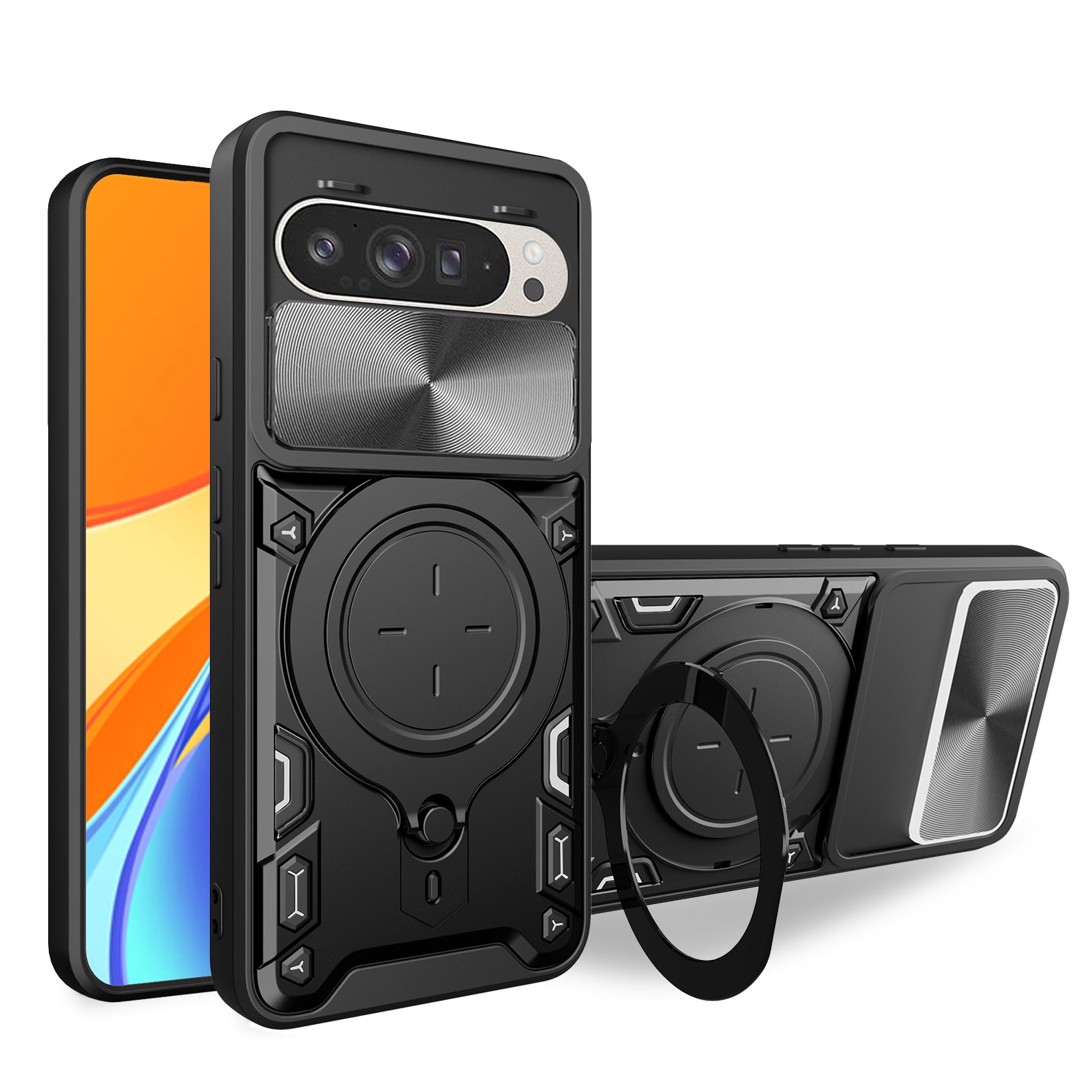 Google Pixel 10 Ring Kickstand Case w/ Camera Cover [Black]