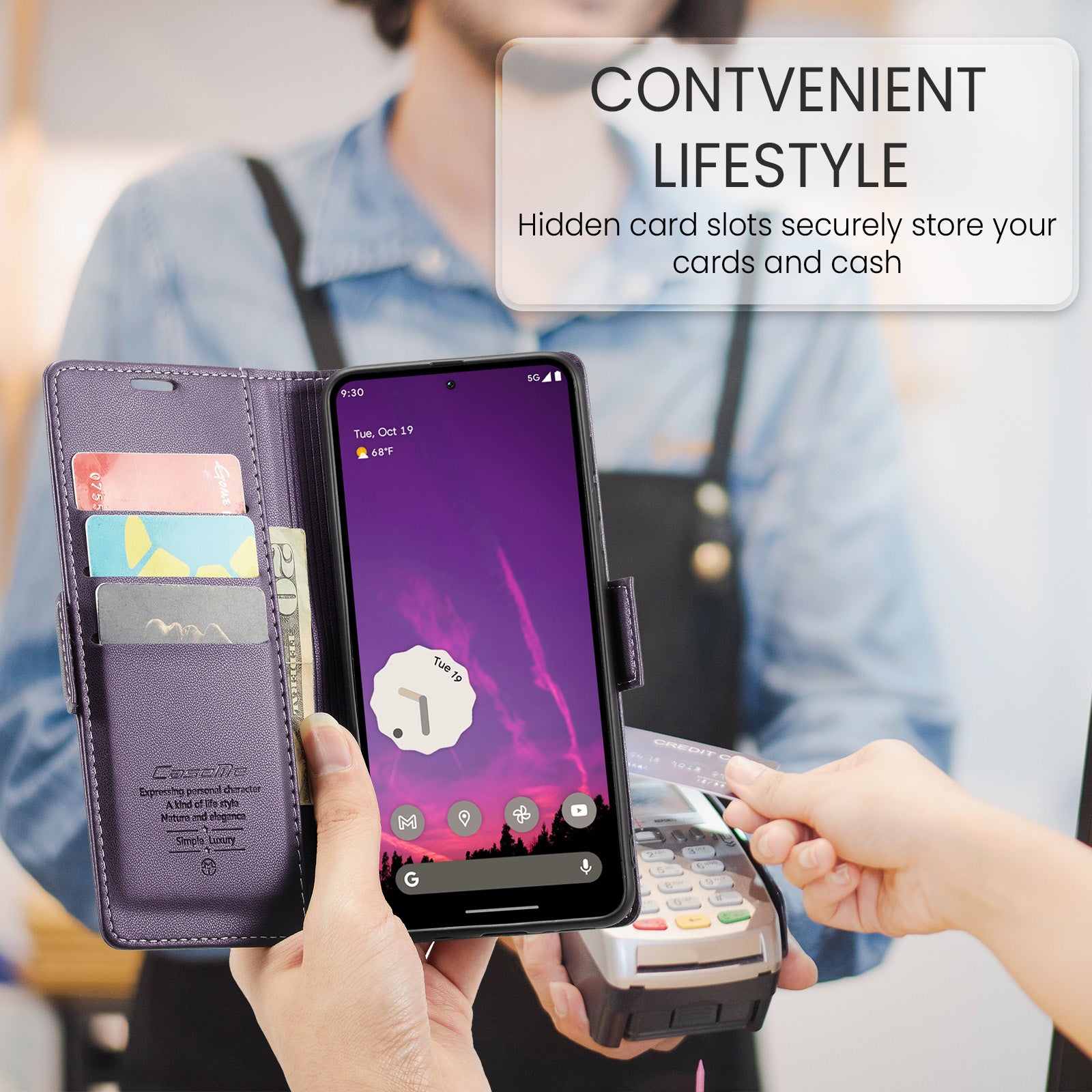 Google Pixel 10 Pro XL CaseMe Retro Wallet Case [Purple]