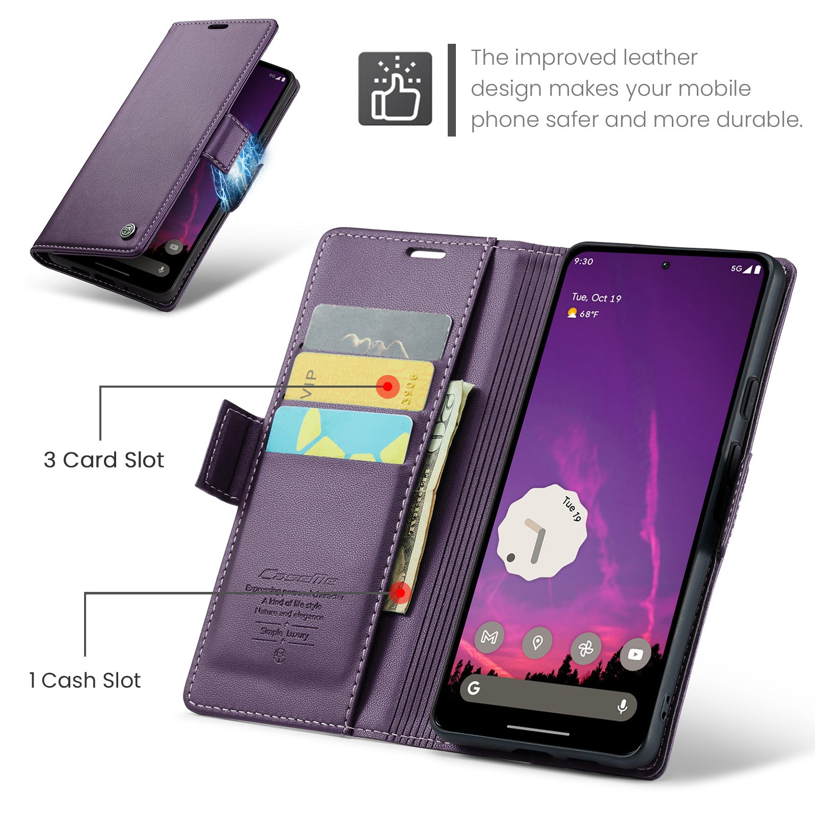 Google Pixel 10 Pro XL CaseMe Retro Wallet Case [Purple]