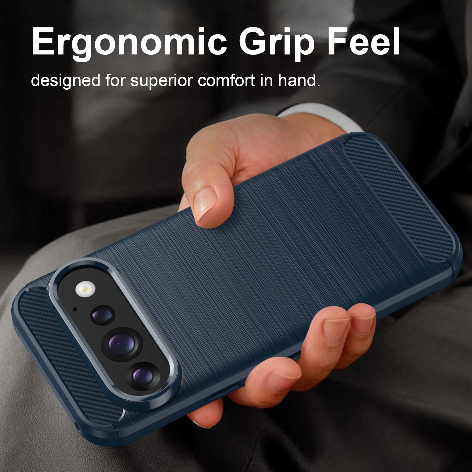 Google Pixel 11 / 11 Pro Carbon Fibre TPU Case Slim Shockproof Cover Navy