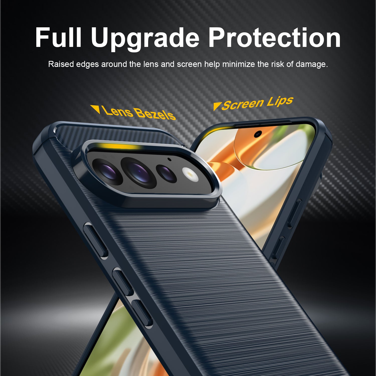 Google Pixel 11 / 11 Pro Carbon Fibre TPU Case Slim Shockproof Cover Navy