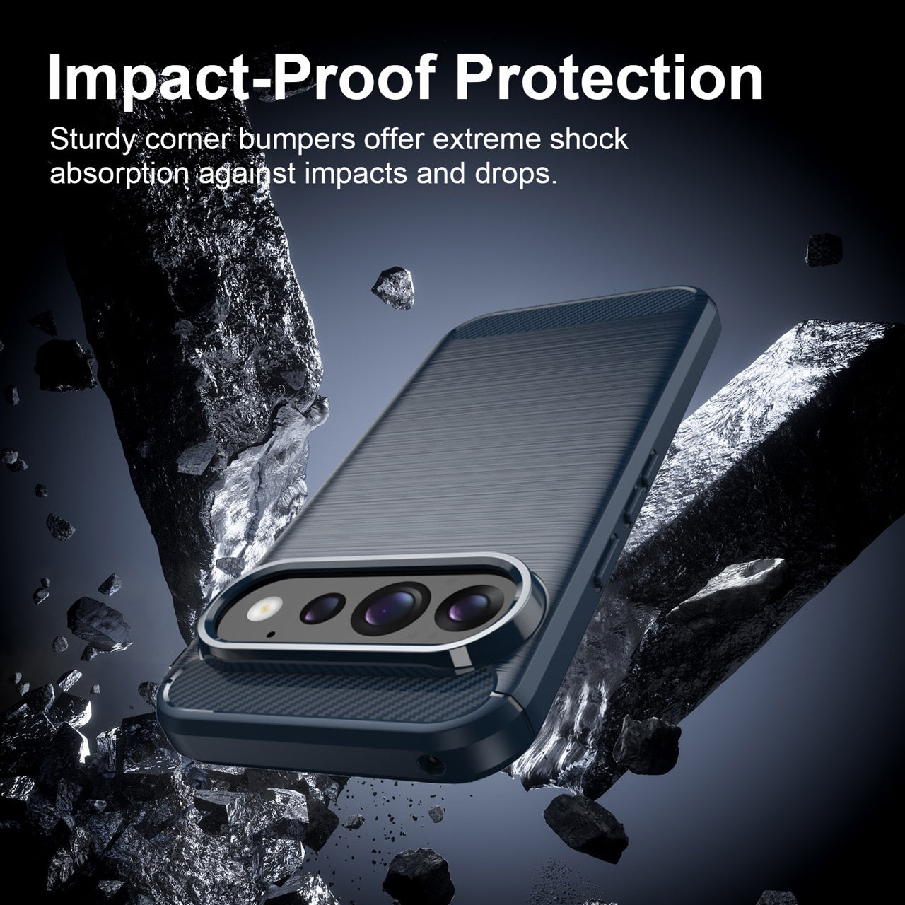 Google Pixel 11 / 11 Pro Carbon Fibre TPU Case Slim Shockproof Cover Navy