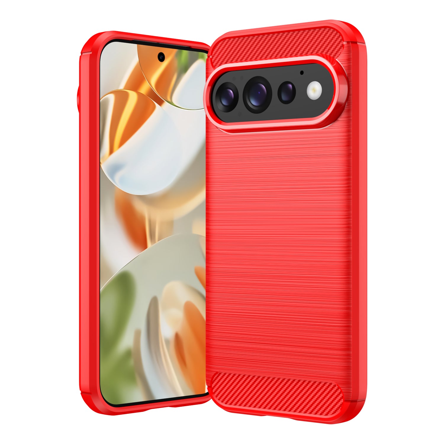 Google Pixel 11 / 11 Pro Carbon Fibre TPU Case Slim Shockproof Cover Red