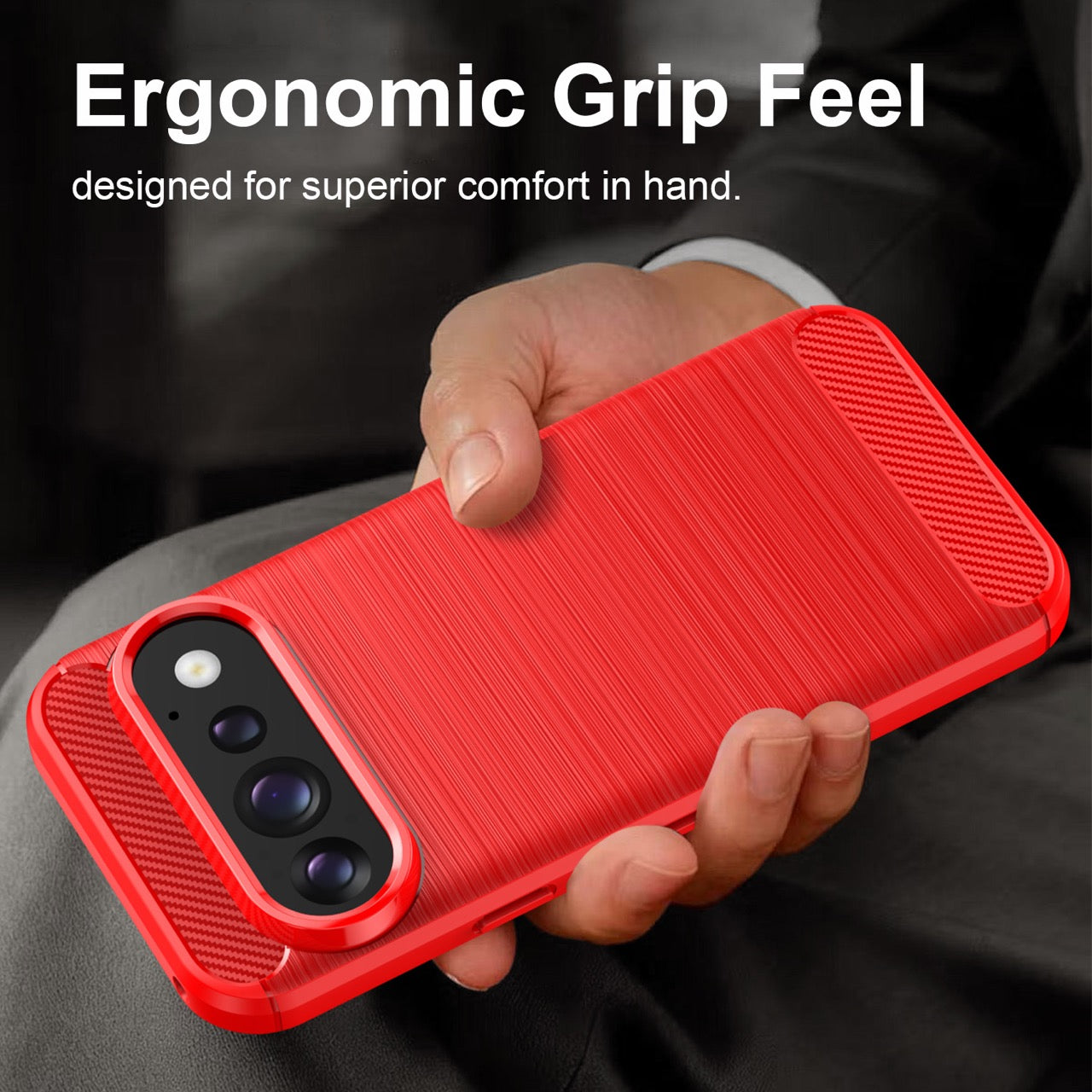 Google Pixel 11 / 11 Pro Carbon Fibre TPU Case Slim Shockproof Cover Red
