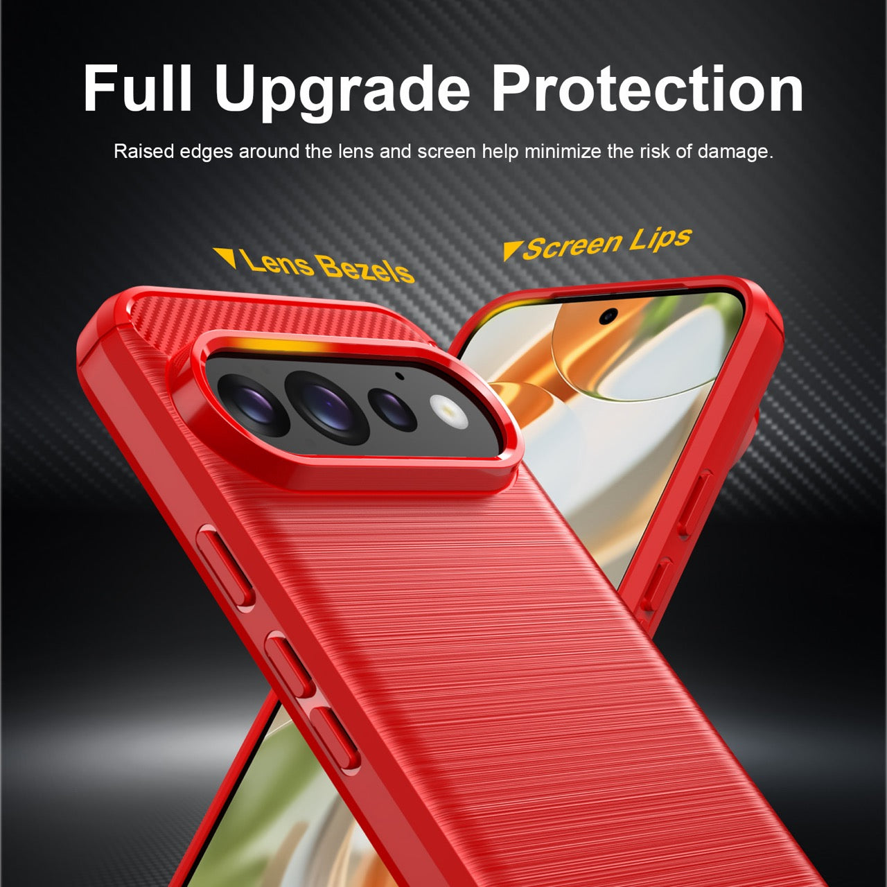 Google Pixel 11 / 11 Pro Carbon Fibre TPU Case Slim Shockproof Cover Red