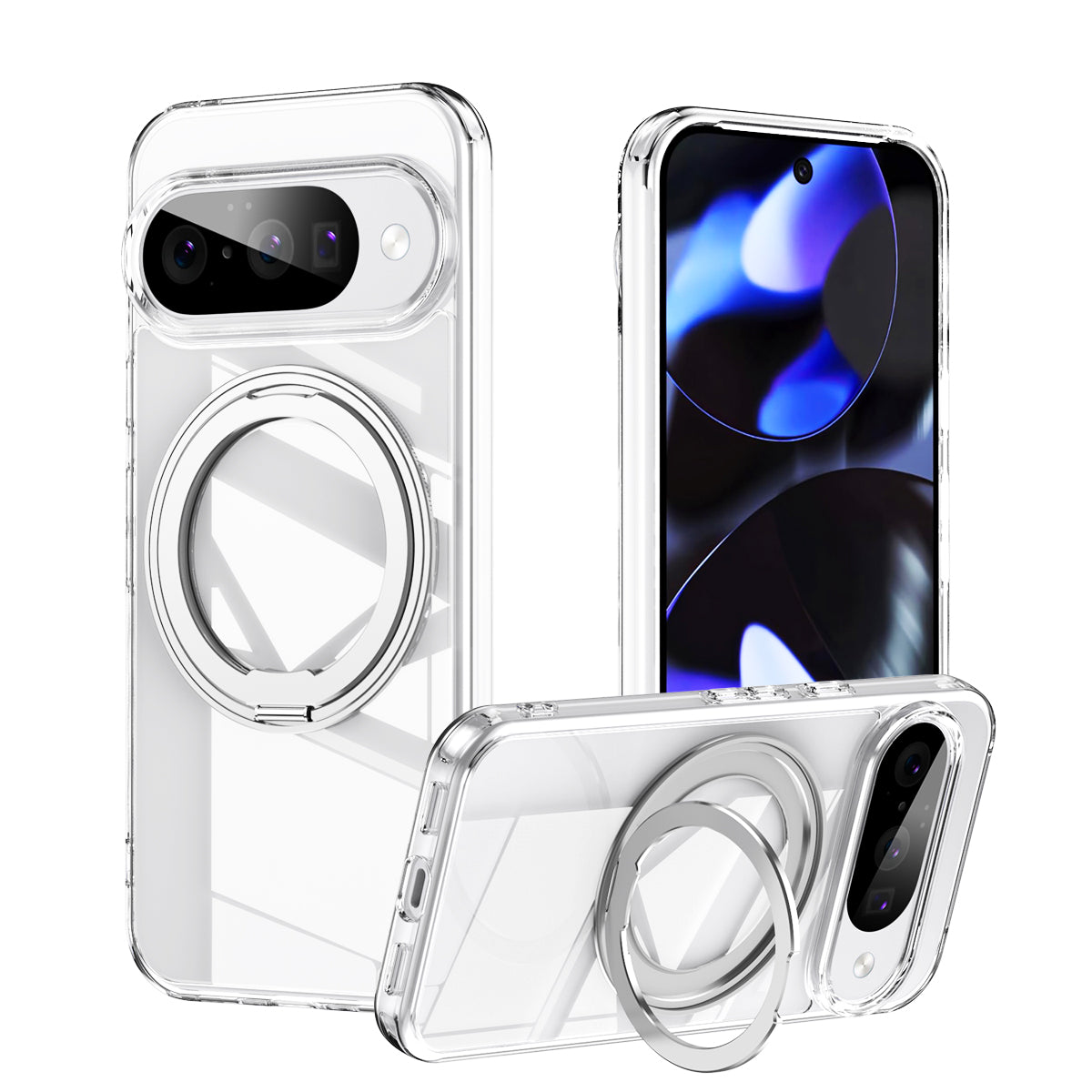 Google Pixel 11 / 11 Pro Premium Matte MagSafe 360° Rotating Ring Stand Case [Silver]