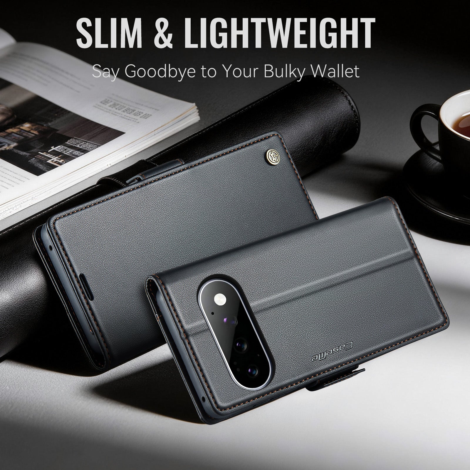Google Pixel 11 / 11 Pro CaseMe Retro Wallet Case [Black]