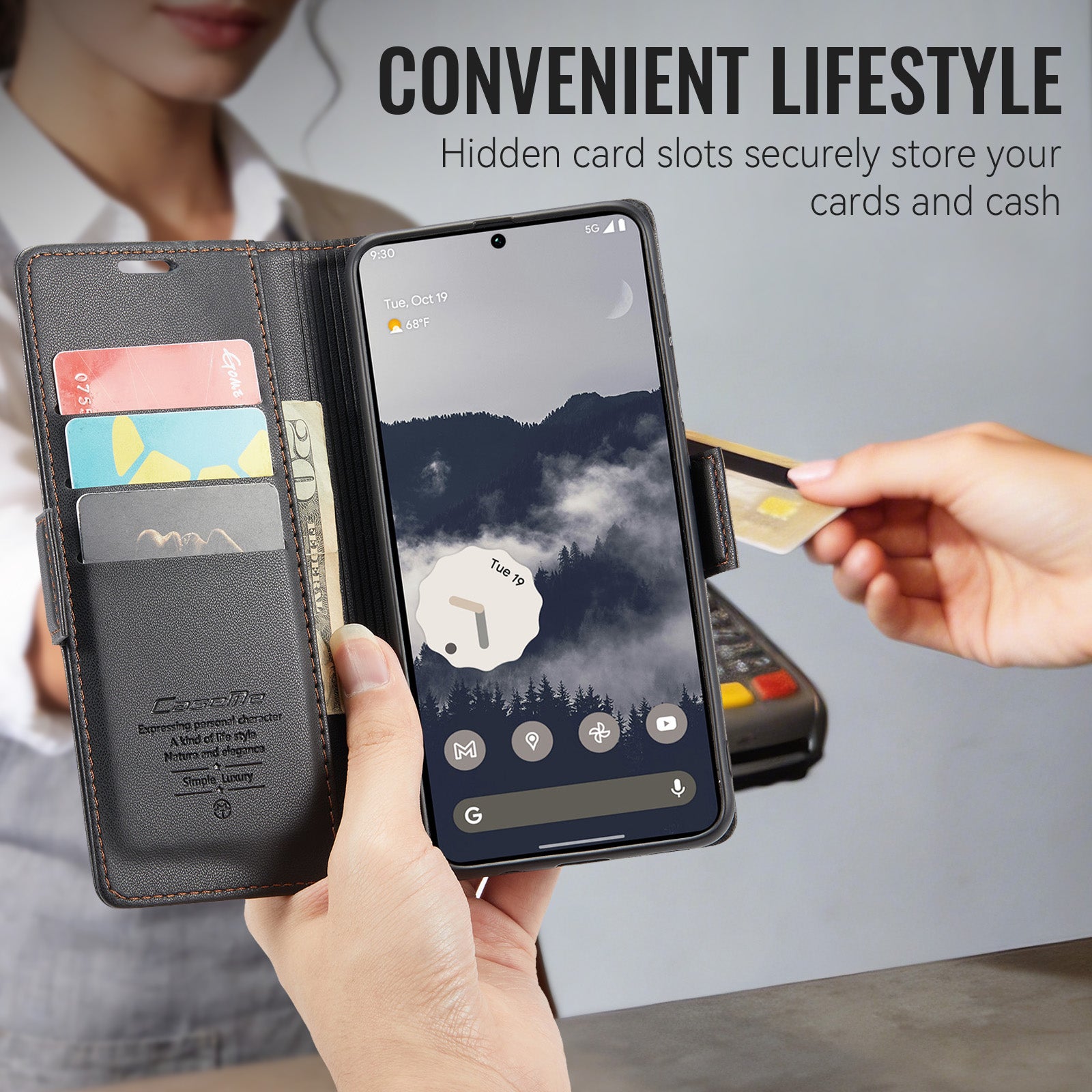 Google Pixel 11 / 11 Pro CaseMe Retro Wallet Case [Black]