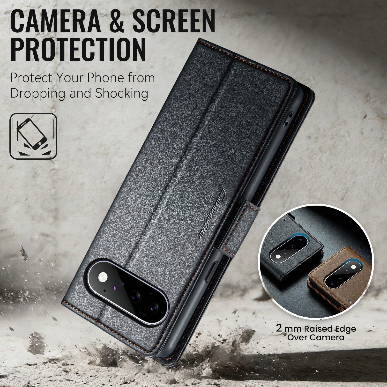Google Pixel 11 / 11 Pro CaseMe Retro Wallet Case [Black]