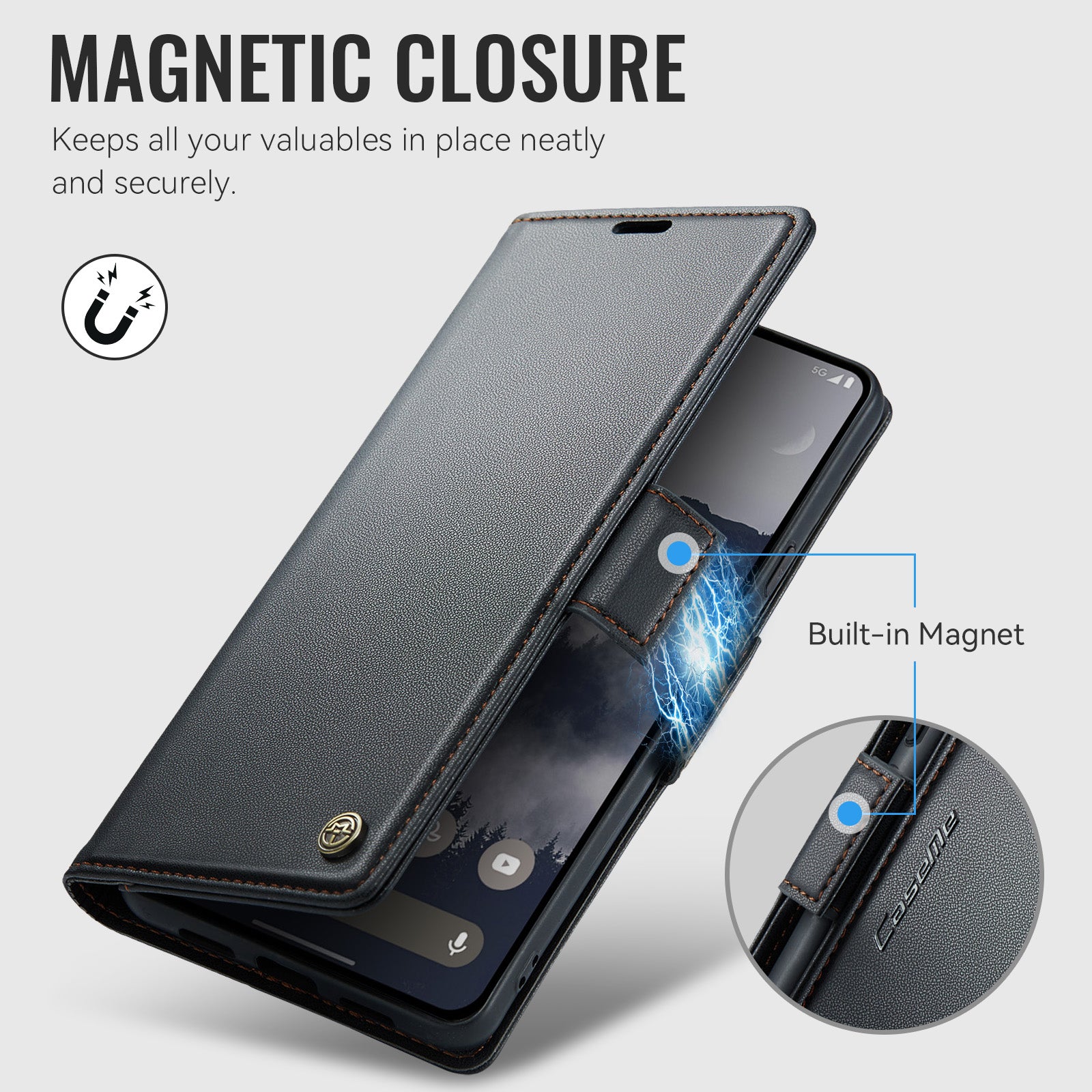 Google Pixel 11 / 11 Pro CaseMe Retro Wallet Case [Black]