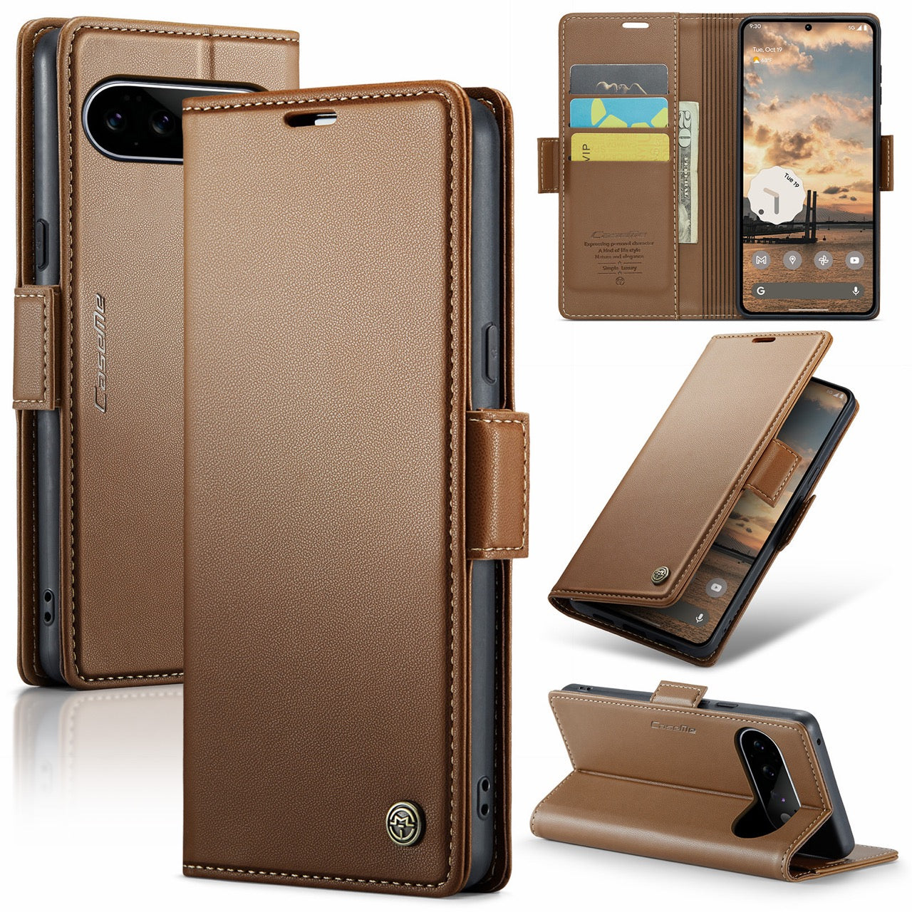 Google Pixel 11 / 11 Pro CaseMe Retro Wallet Case [Brown]