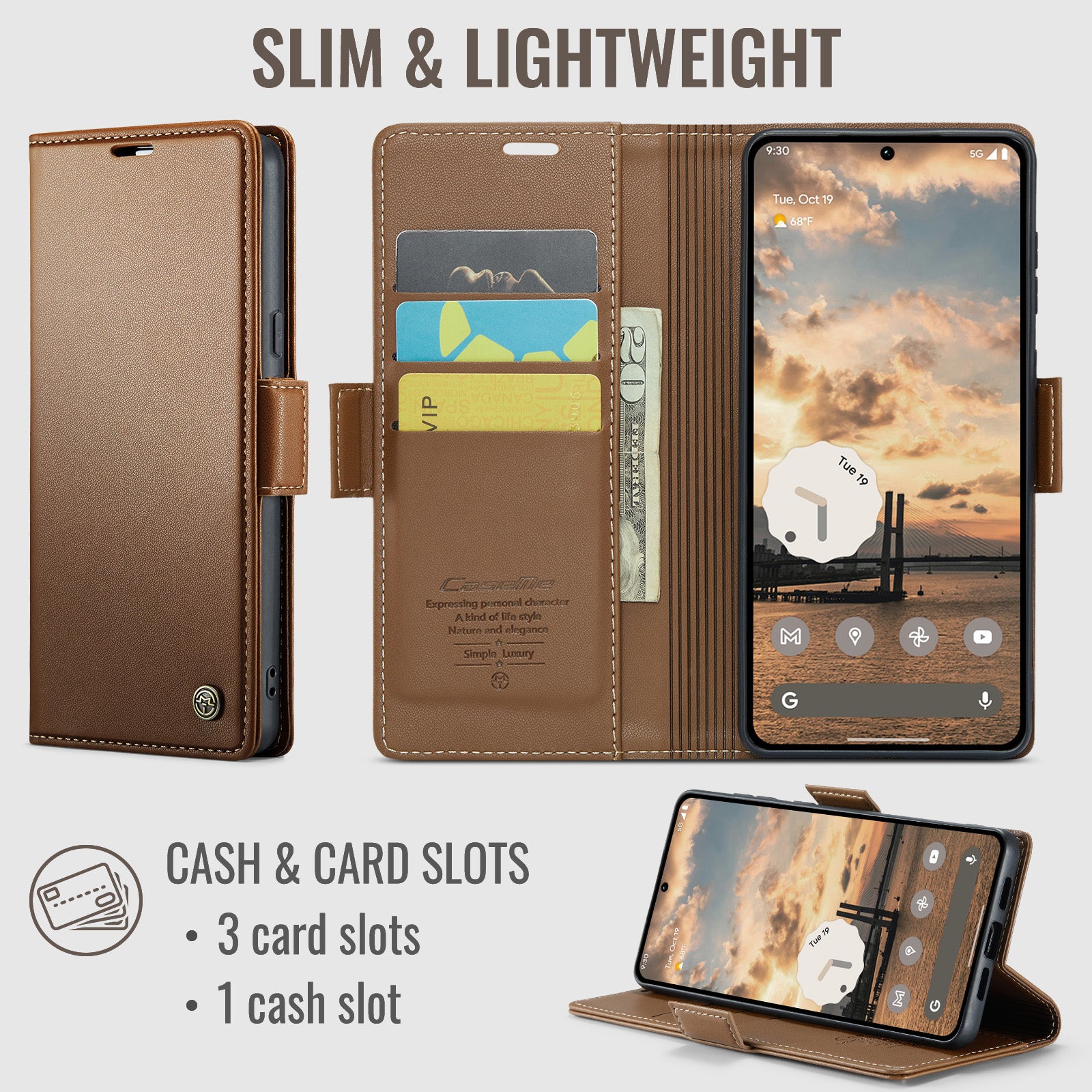 Google Pixel 11 / 11 Pro CaseMe Retro Wallet Case [Brown]