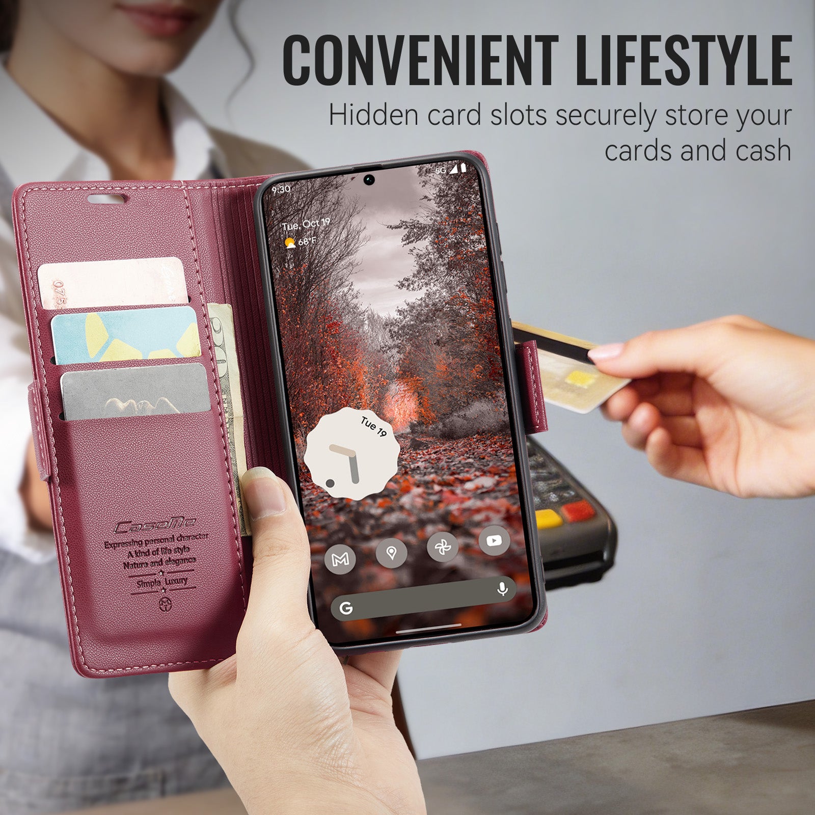 Google Pixel 11 / 11 Pro CaseMe Retro Wallet Case [Maroon]