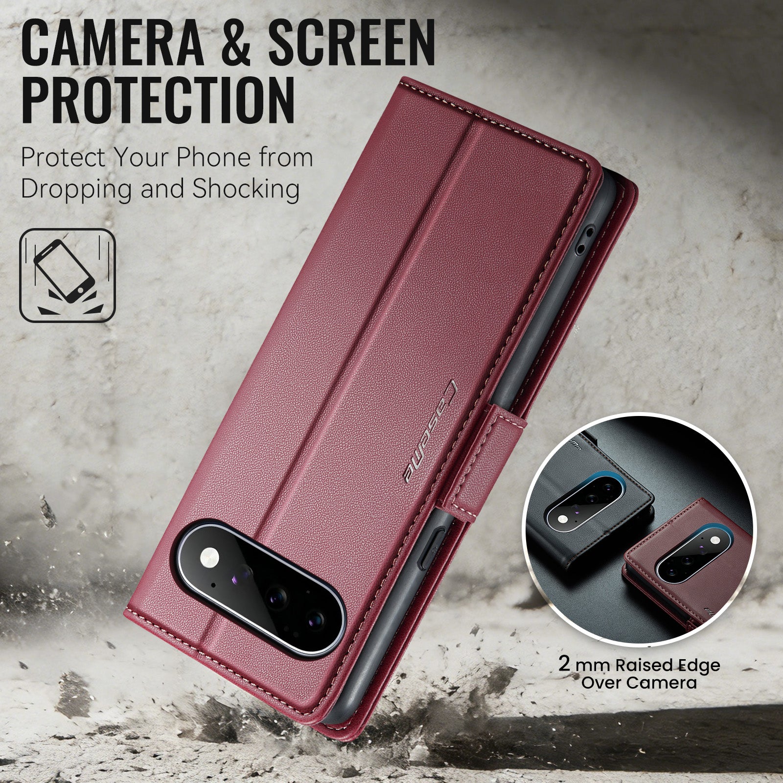 Google Pixel 11 / 11 Pro CaseMe Retro Wallet Case [Maroon]