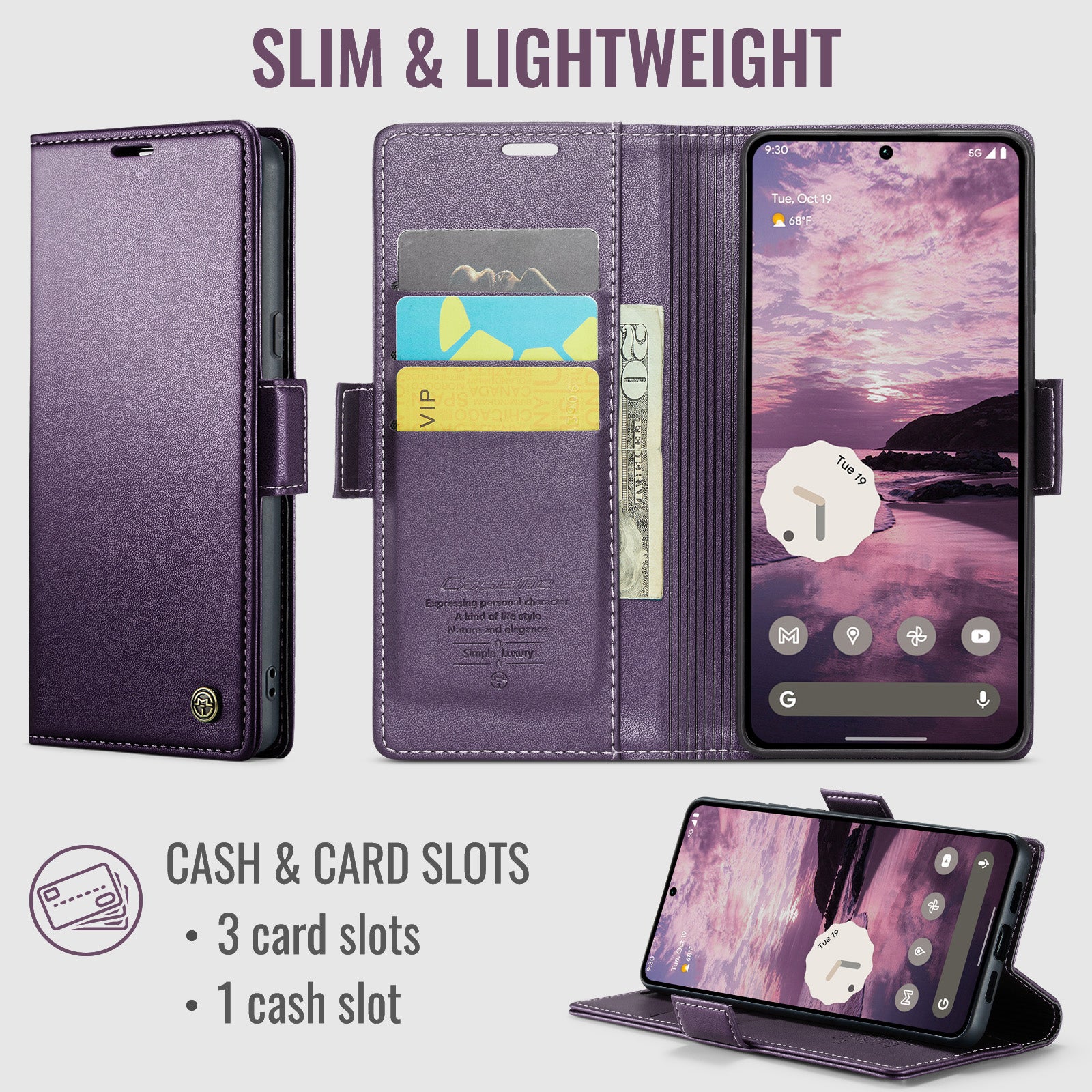Google Pixel 11 / 11 Pro CaseMe Retro Wallet Case [Purple]