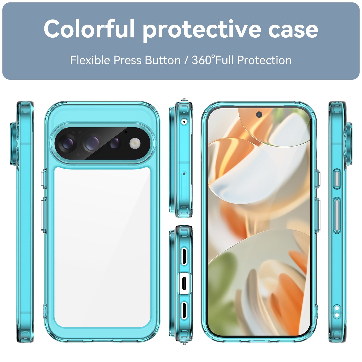 Google Pixel 11 / 11 Pro Soft TPU Bumper Shockproof Cover Case [Clear Blue]