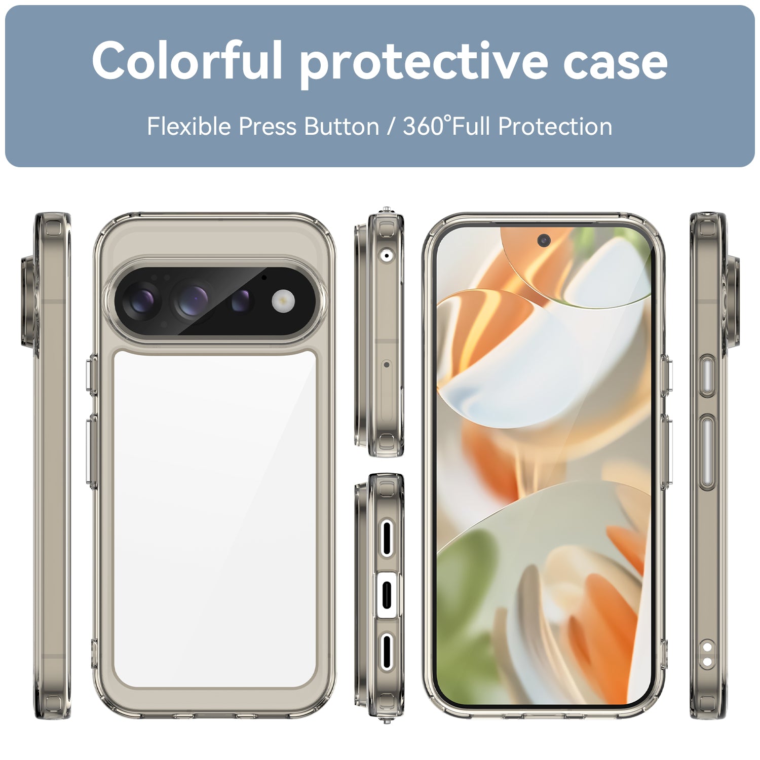 Google Pixel 11 / 11 Pro Soft TPU Bumper Shockproof Cover Case [Clear Grey]