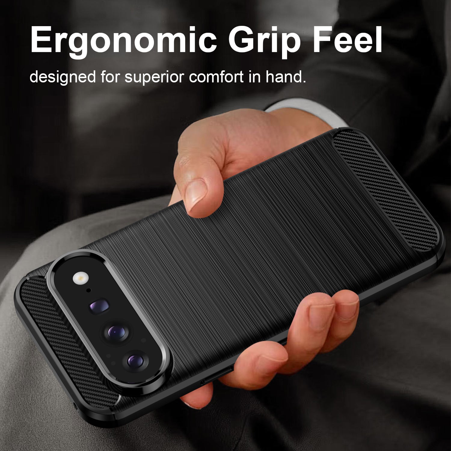 Google Pixel 11 Pro XL Carbon Fibre TPU Case Slim Shockproof Cover Black