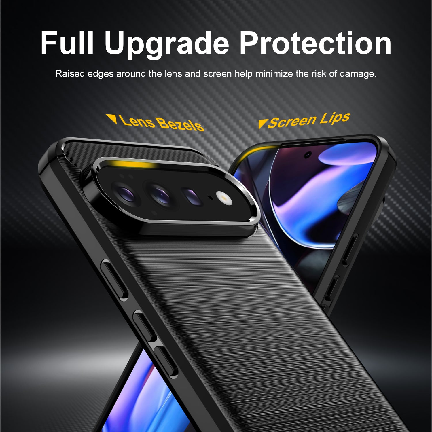 Google Pixel 11 Pro XL Carbon Fibre TPU Case Slim Shockproof Cover Black