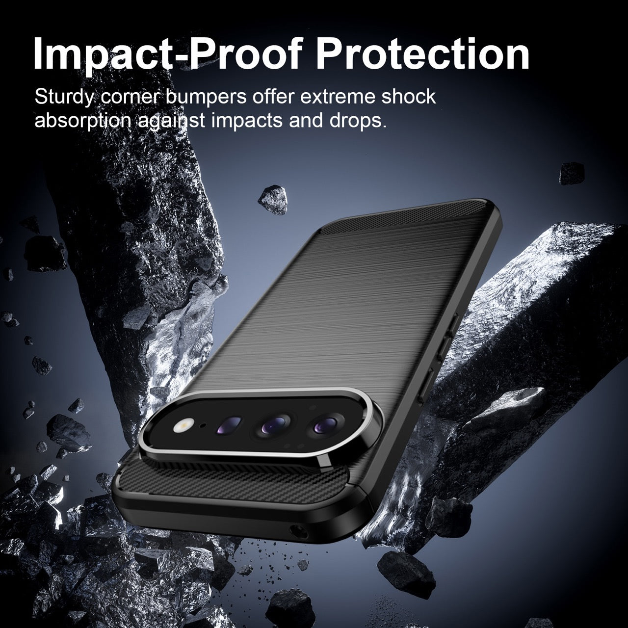 Google Pixel 11 Pro XL Carbon Fibre TPU Case Slim Shockproof Cover Black