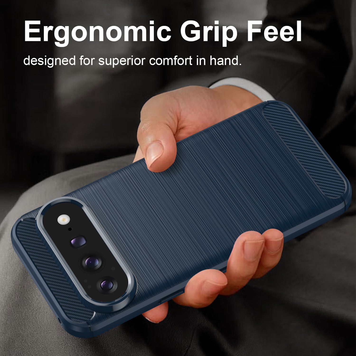 Google Pixel 11 Pro XL Carbon Fibre TPU Case Slim Shockproof Cover Navy