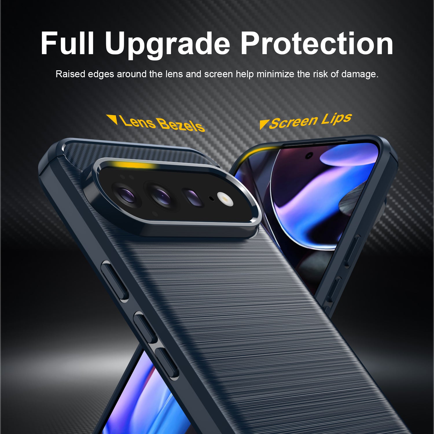 Google Pixel 11 Pro XL Carbon Fibre TPU Case Slim Shockproof Cover Navy