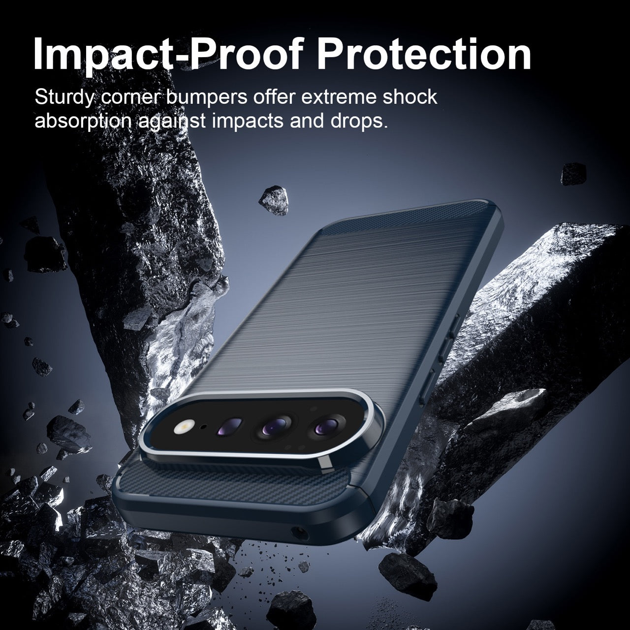 Google Pixel 11 Pro XL Carbon Fibre TPU Case Slim Shockproof Cover Navy