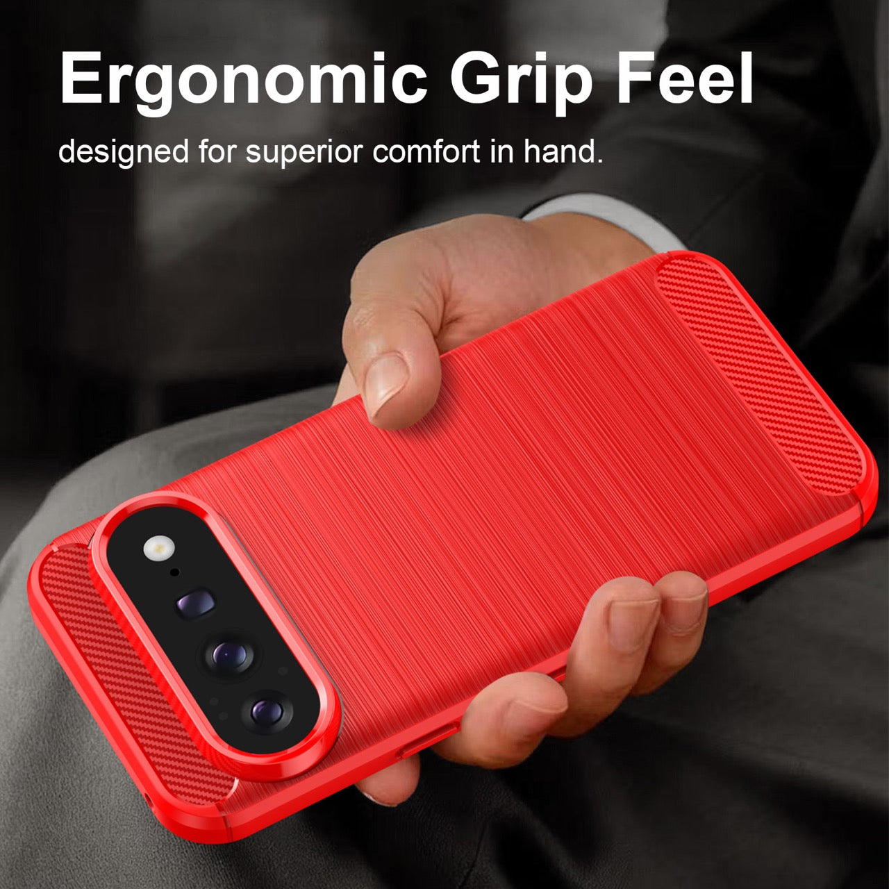 Google Pixel 11 Pro XL Carbon Fibre TPU Case Slim Shockproof Cover Red
