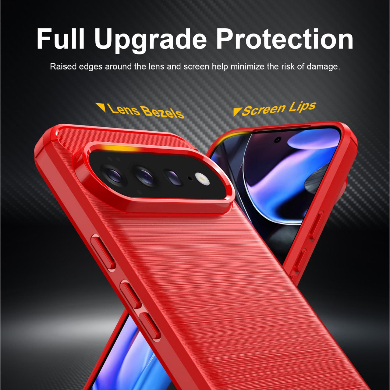 Google Pixel 11 Pro XL Carbon Fibre TPU Case Slim Shockproof Cover Red
