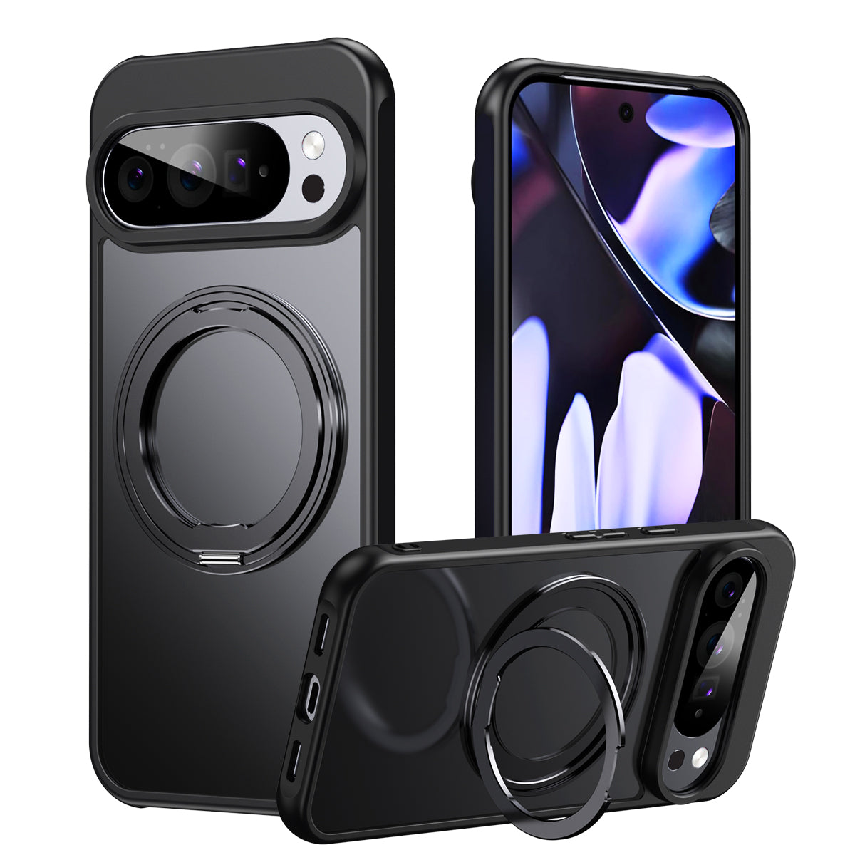 Google Pixel 11 Pro XL Premium Matte MagSafe 360° Rotating Ring Stand Case [Black]
