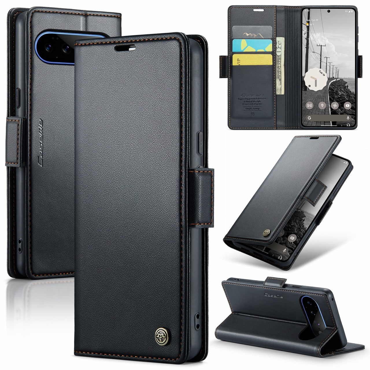 Google Pixel 11 Pro XL CaseMe Retro Wallet Case [Black]