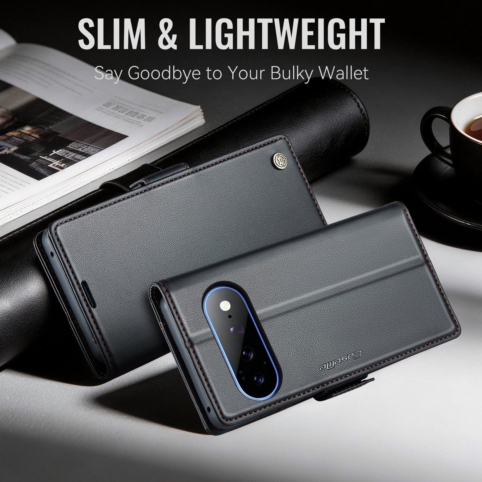 Google Pixel 11 Pro XL CaseMe Retro Wallet Case [Black]