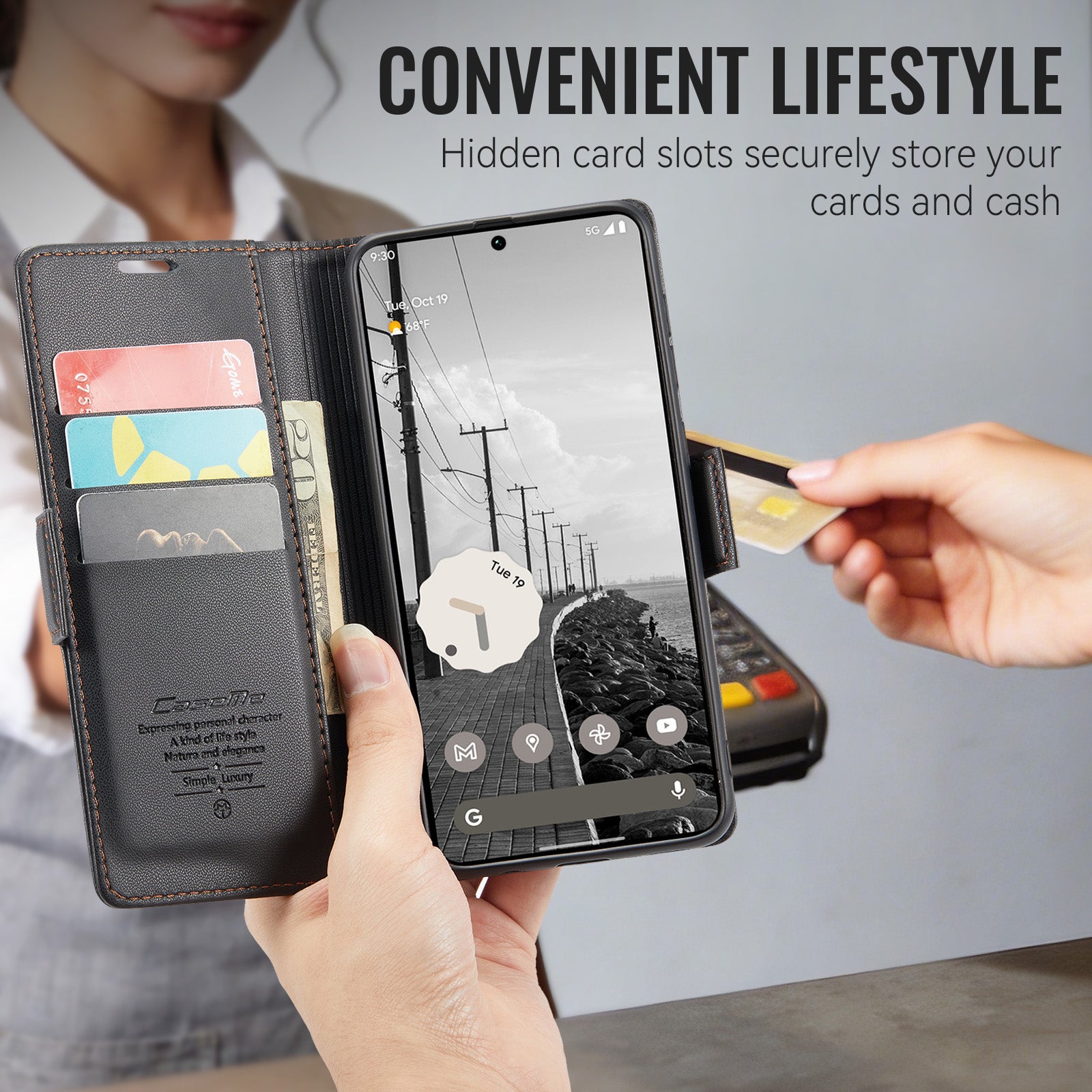 Google Pixel 11 Pro XL CaseMe Retro Wallet Case [Black]