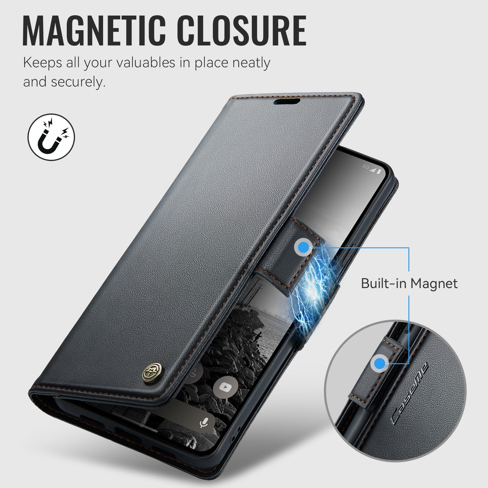 Google Pixel 11 Pro XL CaseMe Retro Wallet Case [Black]