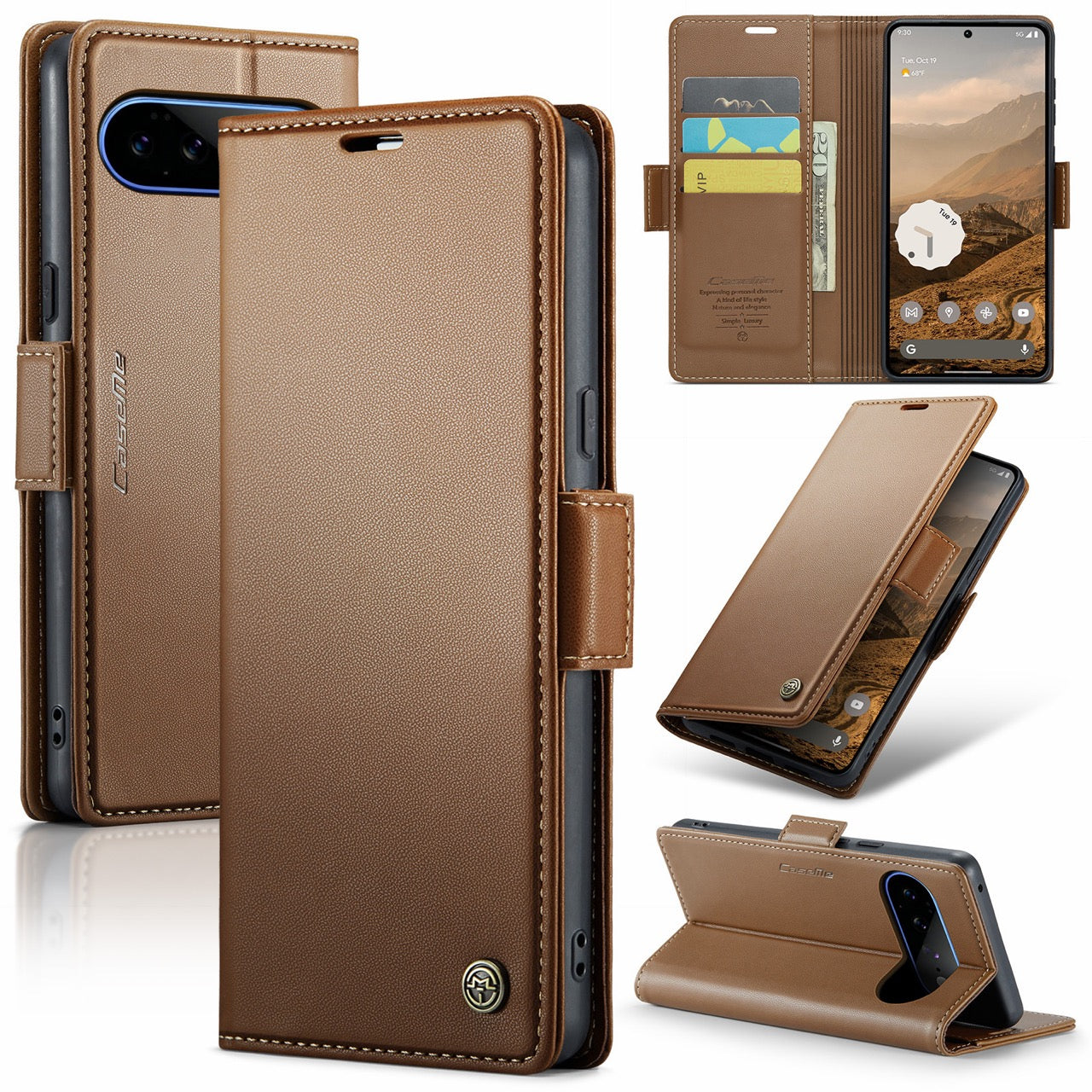 Google Pixel 11 Pro XL CaseMe Retro Wallet Case [Brown]