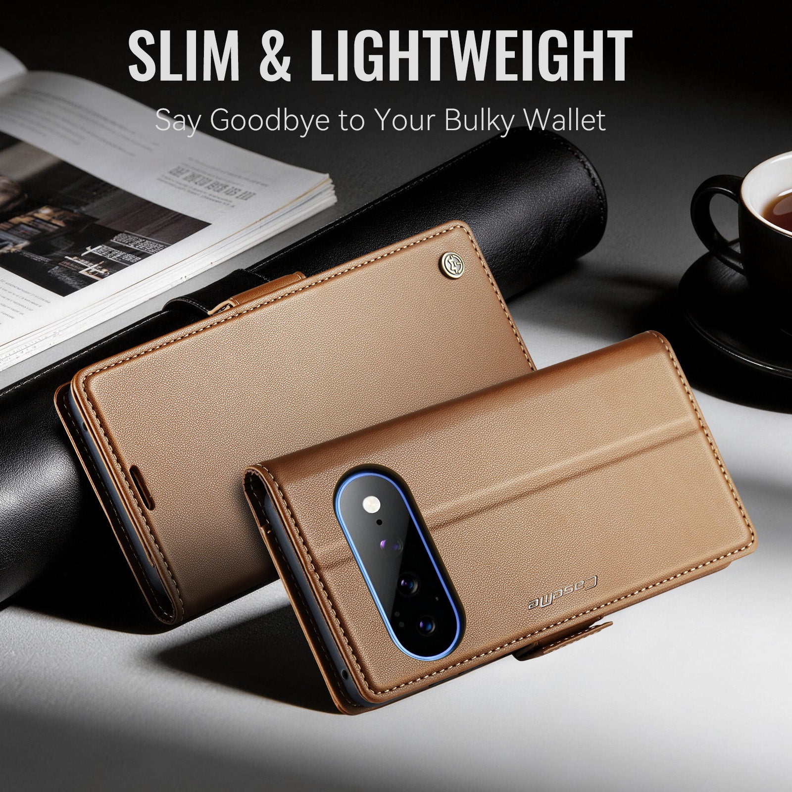Google Pixel 11 Pro XL CaseMe Retro Wallet Case [Brown]