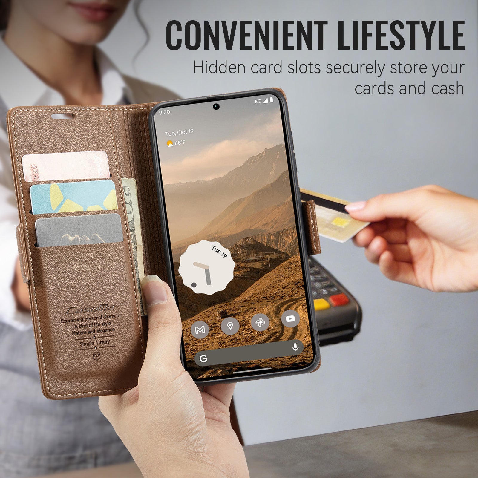 Google Pixel 11 Pro XL CaseMe Retro Wallet Case [Brown]