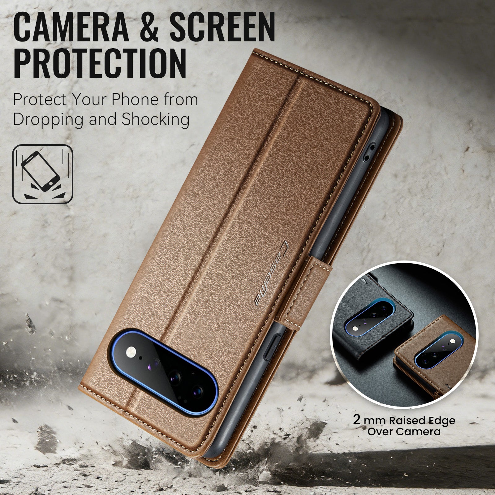 Google Pixel 11 Pro XL CaseMe Retro Wallet Case [Brown]